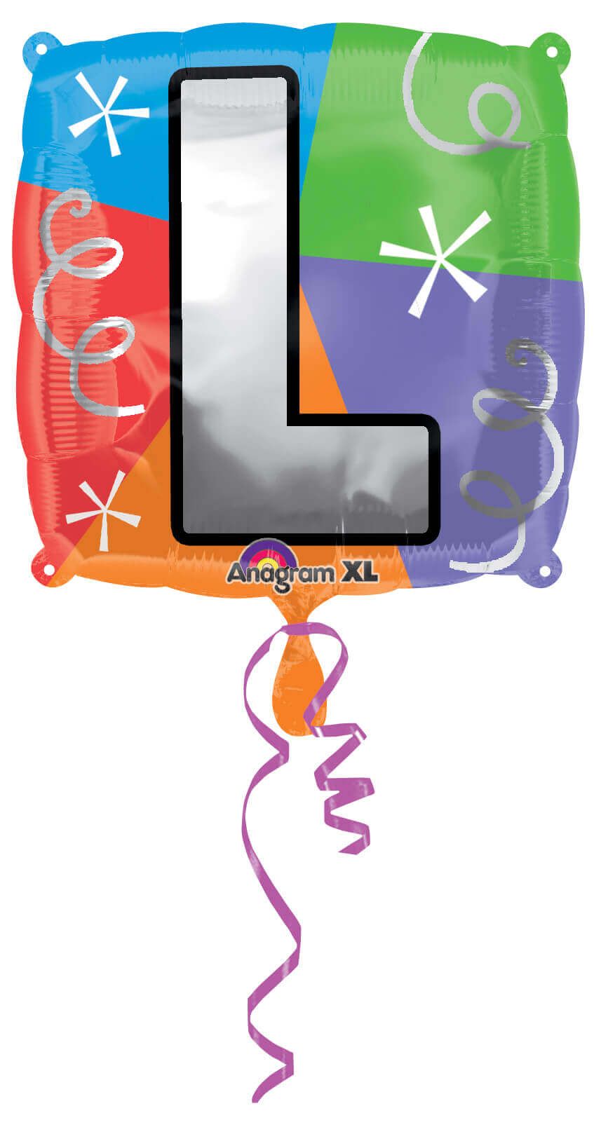 Letter L Quad Shaped Balloon - Helium Quality - 18 inches - 1PC