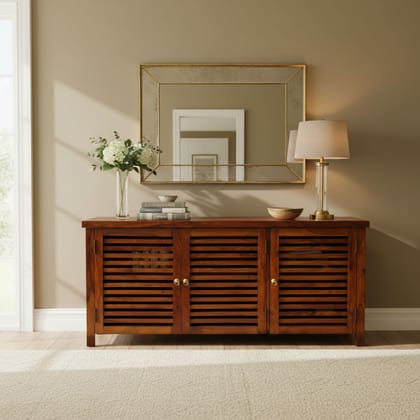 Solid Wood Almirah Sideboard Storage Desk