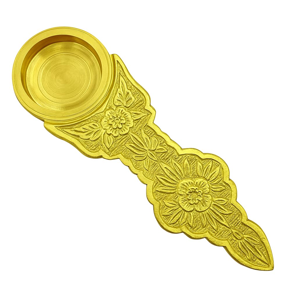 Brass Aarti Diya with Handle � 5.5 Inch Small Arti Deepak � Traditional Pooja Diya for Temple & Home � Floral Engraved Arti Stand for Worship & Decoration � Aarti with Handle