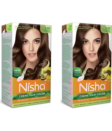 Nisha Creme Hair Color 7.53 Chocolate Blonde 120g Pack of 2, Permanent Hair Colour for Rich, Bright & Long Lasting Hair