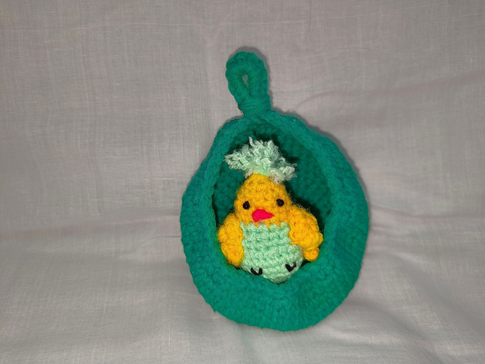 Adorable Crochet Chick in a Nest Ornament
