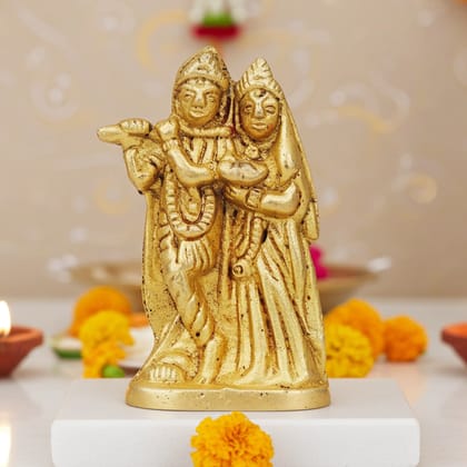 Brass Radha Krishna God Idol - Decorative Temple Showpiece, Height : 2.2 Inch (BSMAS855 A)