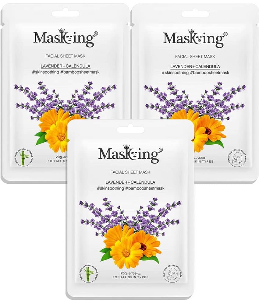 Masking Lavender & Calendula Bamboo Face Sheet Mask 80 ml Pack of 4