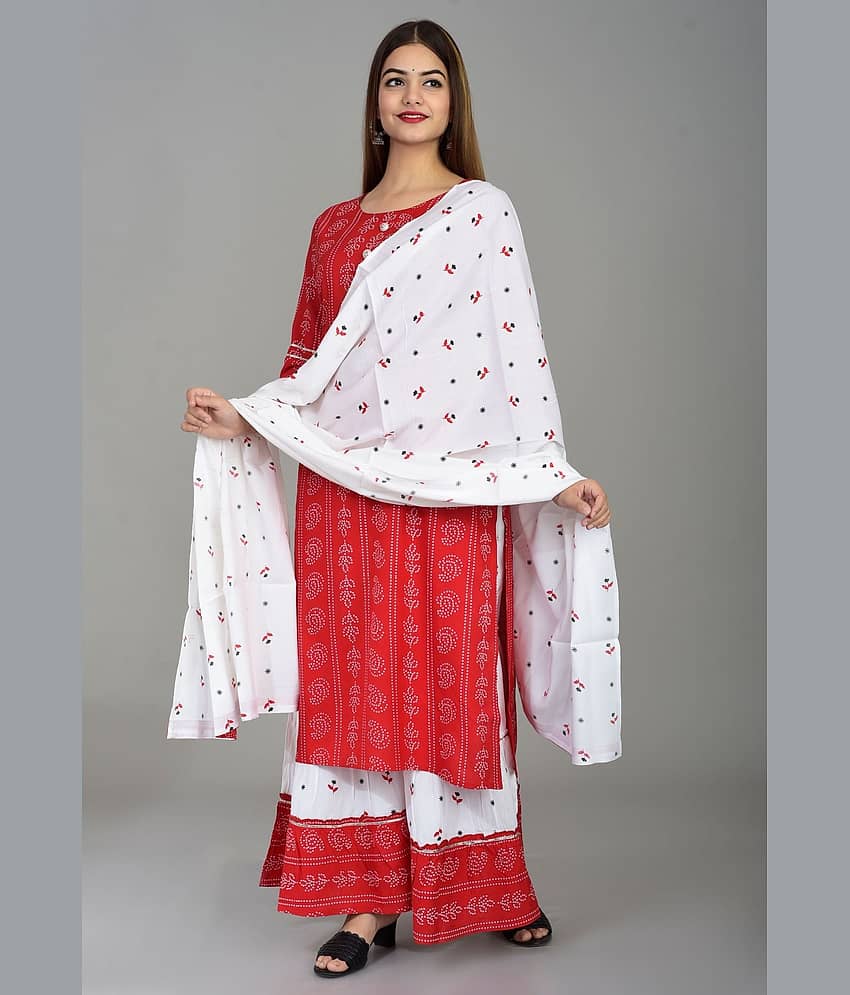 Lee Moda Rayon Kurti With Sharara And Gharara - Stitched Suit