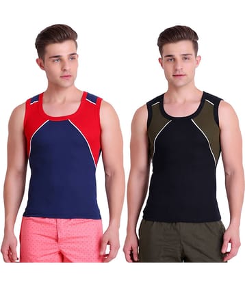 TT Pack of 2 Cotton Blend Sleeveless Vest For Men ( Blue )