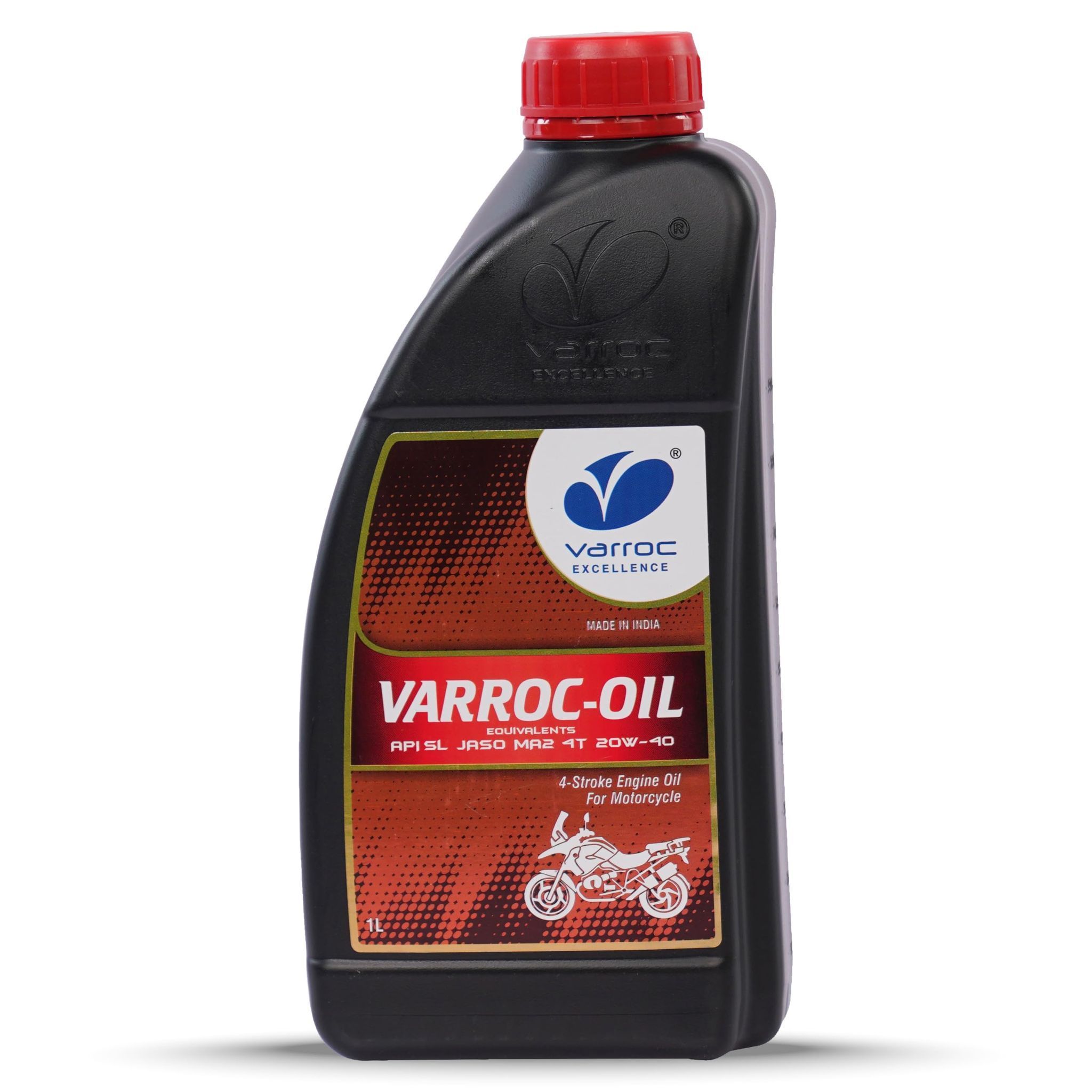 VARROC 20W40 4-Stroke Engine Oil for bikes, High Friction Modifiers, High Fuel Economy, Ideal for High Performance Bikes (1L)