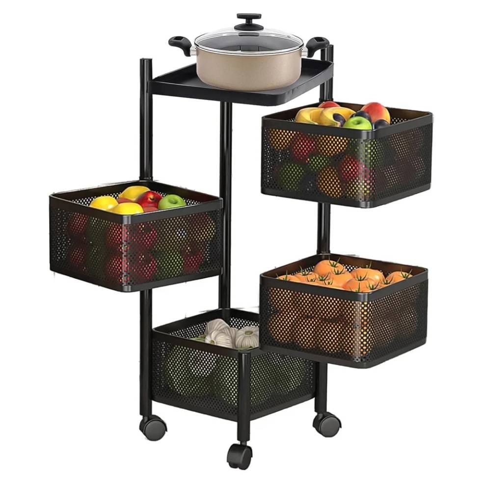 Metal Square High Quality Kitchen Trolley with Wheels