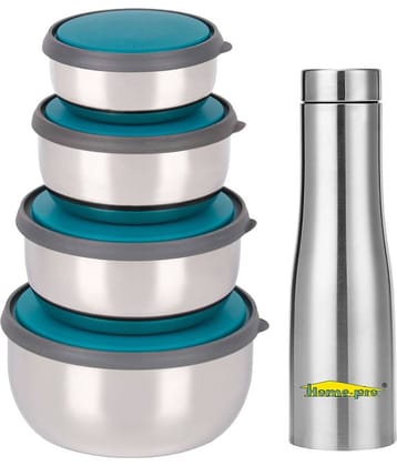 HomePro Steel Silver Food Container ( Set of 5 )