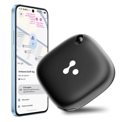 Ambrane Global Item Location Finder Tracker Compatible with Android & iOS, Smart Bluetooth GPS Locator for Keys, Bags & Wallets (Color May Vary) Ambrane Global Item Location Finder Tracker Compatible with Android & iOS, Smart Bluetooth GPS Locator for Keys, Bags & Wallets (Color May Vary)