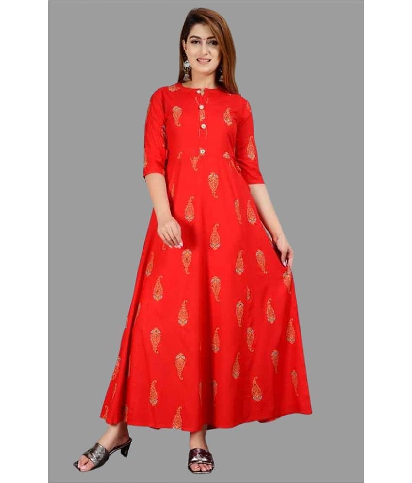 SIPET - Red Rayon Women's Anarkali Kurti ( Pack of 1 )