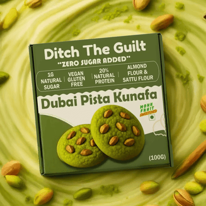 Dubai Kunafa Pista Cookie • Zero Sugar • Made With Almond Flour • 100g