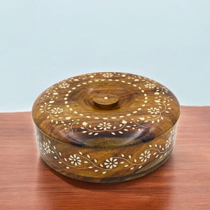 Handcrafted  Wooden Inlay Chapati Box | Multi Purpose Wooden Box