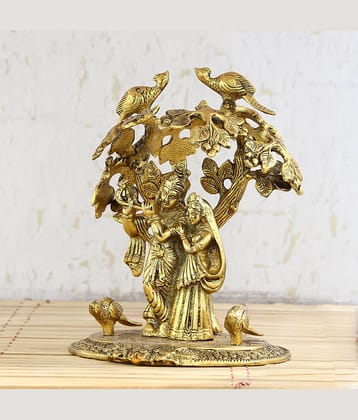 eCraftIndia Gold-Toned Handcrafted Radha Krishna Standing Under Tree Showpiece