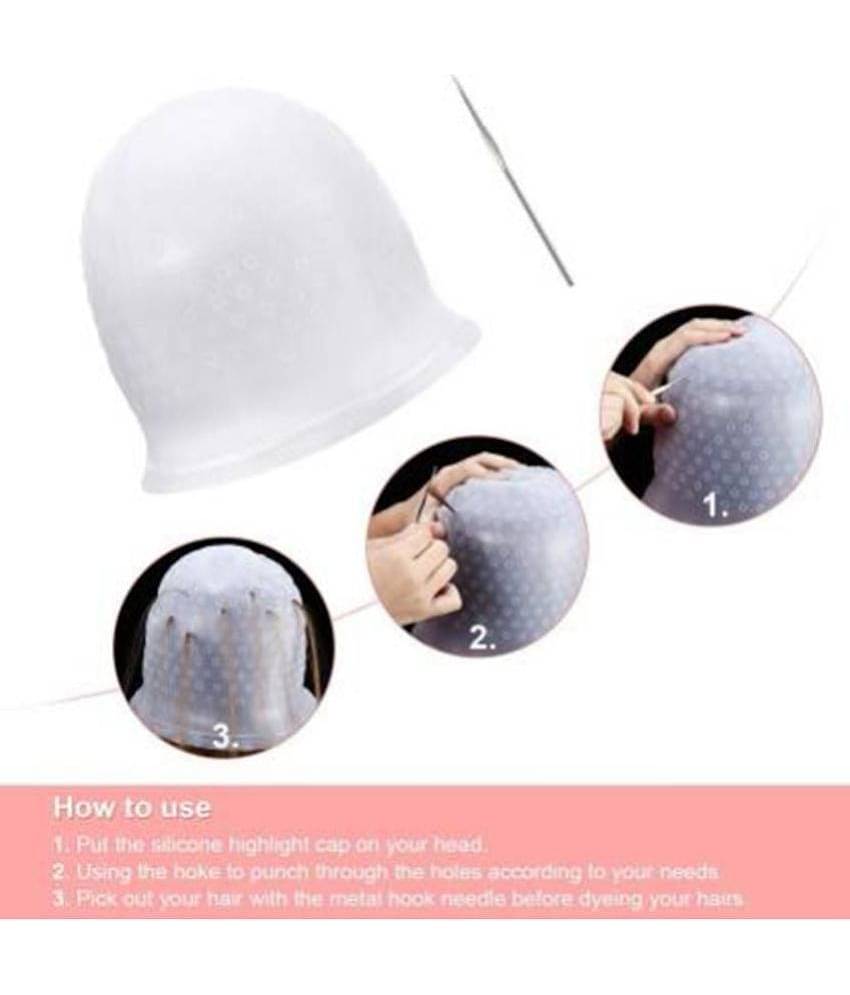 Lenon Silicone Reusable Hair Colouring Bleaching Cap With Hook Hair Set 1