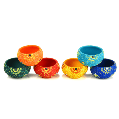 DECOREER Terracotta Round Tealight Holder Set of 6