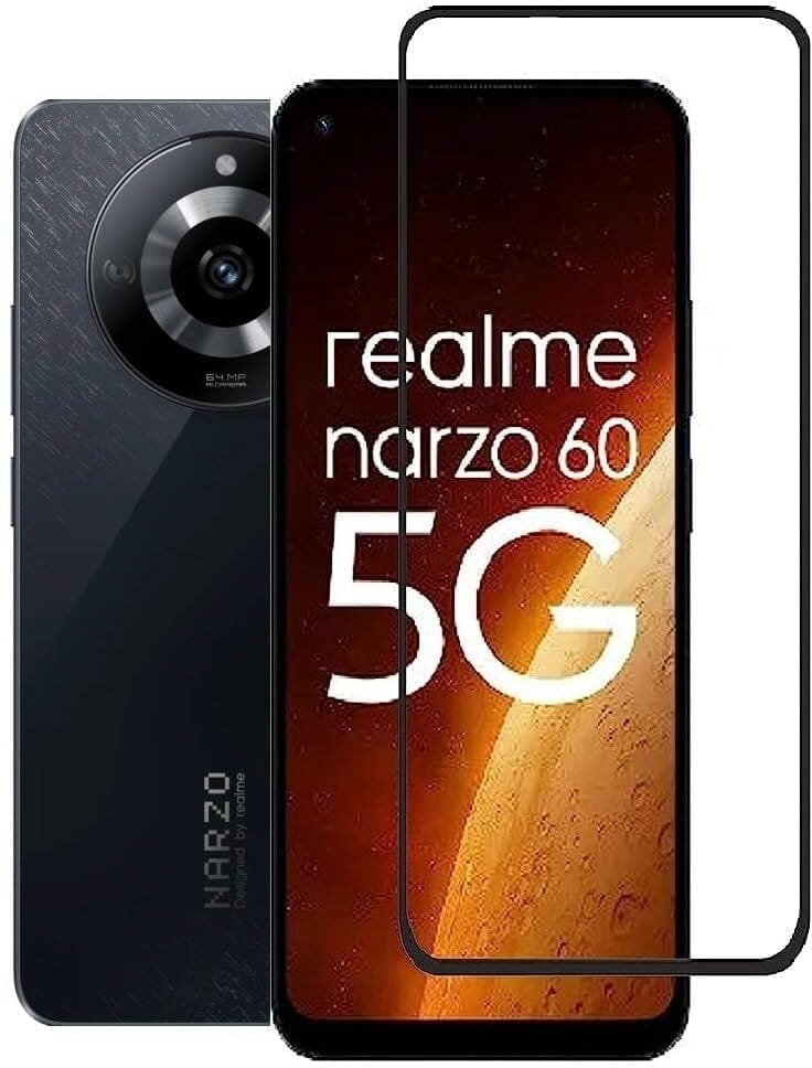 PLUGTECH Advanced Tempered Glass With Anti-Explosion 9H Hardness Edge-To-Edge Coverage Screen Guard for Realme Realme NARZO60