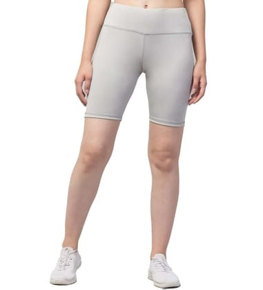 Women's Polyester Solid Above Knee High-Rise Shorts (Grey, M)-PID56749