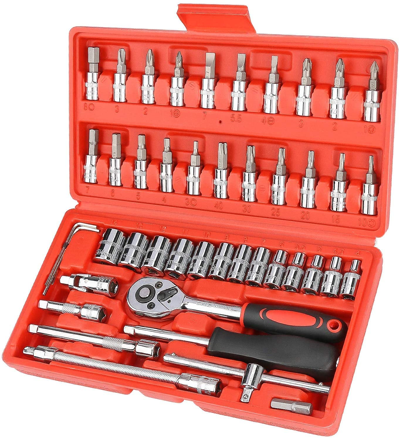 46 Piece 1/4" Socket Set Goti Pana with Ratchet Wrench For Car, Bike, Cycle Repairing, DIY Projects, Home & Automobile Vehicle Service