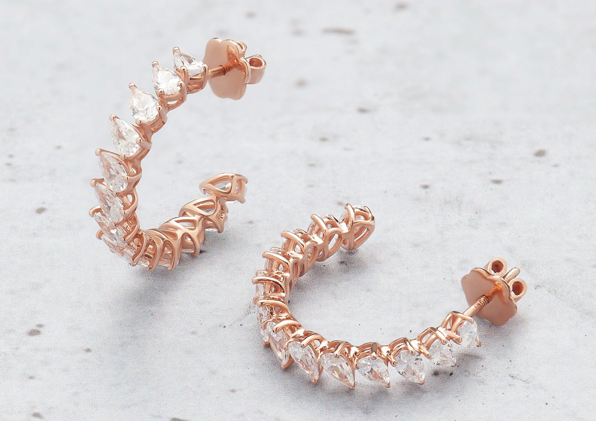Tilted Teardrop Hoop Earrings