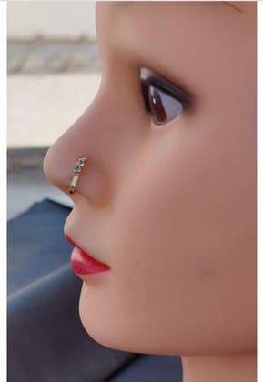Beautiful Gold Plated Nose Stud Long 3 Stone Wedding Nose Ring Fashion Gift Jewellry Pack of 1