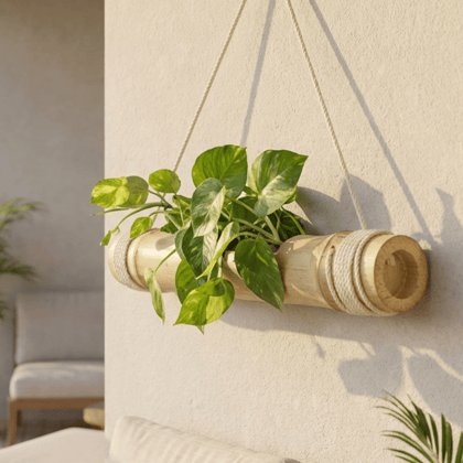 Handcrafted Bamboo Hanging Planter Handcrafted Bamboo Hanging Planter