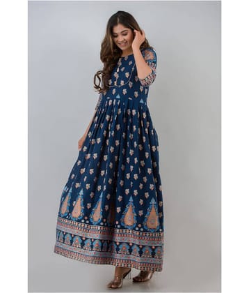 Lee Moda - Blue Rayon Women's Anarkali Kurti ( Pack of 1 )