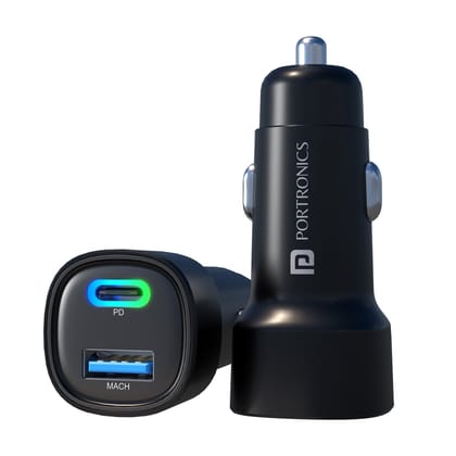 Portronics Car Power 80 45W Type-C PD, 35W USB, LED Indicator, 80W Max Output