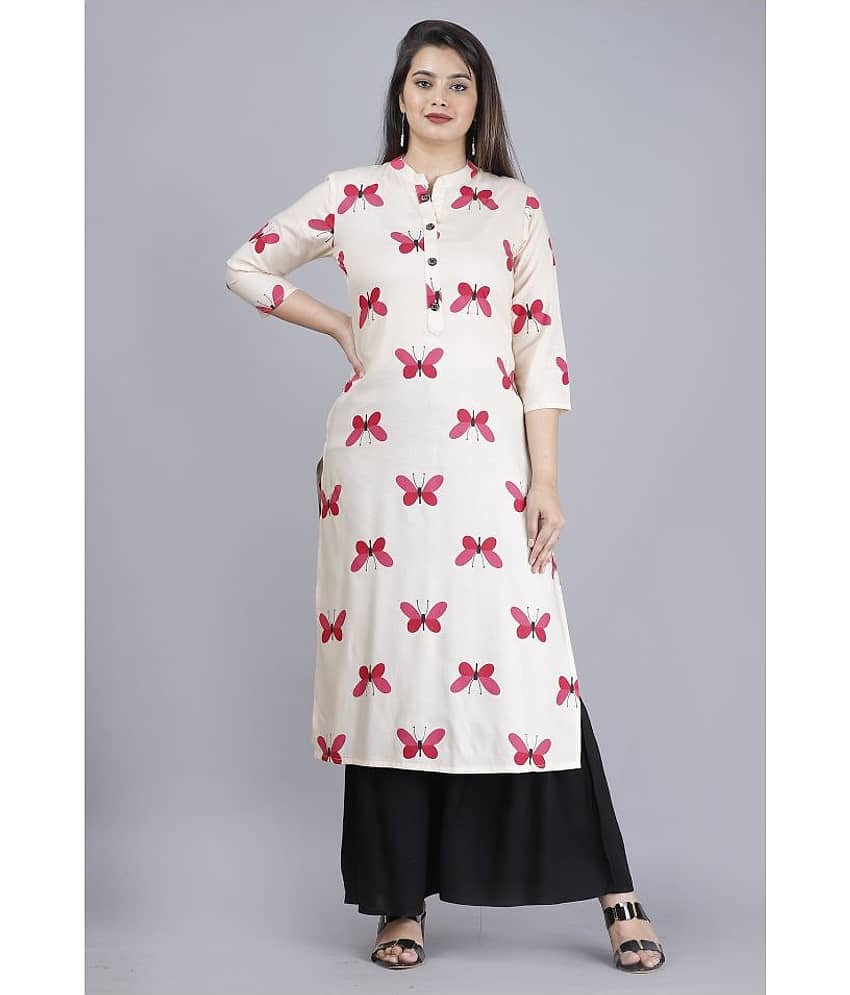 MAUKA - Beige Straight Rayon Women's Stitched Salwar Suit ( Pack of 1 )