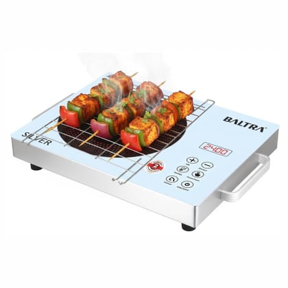 BALTRA Infrared Induction Cooktop Radiant Silver 2400Watt Touch Control Panel | Over Heat Protection, Multi Power Level Function, Digital Display, All Utensil Use | 5k Surge Protection, Electric Stove