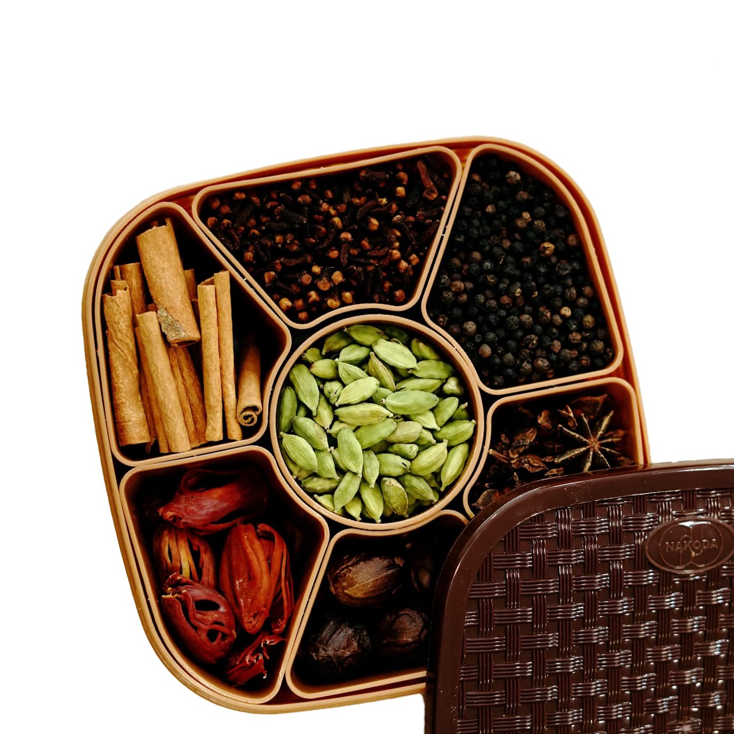 Kerala Spices Plastic Masala Box For Kitchen Spice Box Container 7 in 1 Masala Dabba