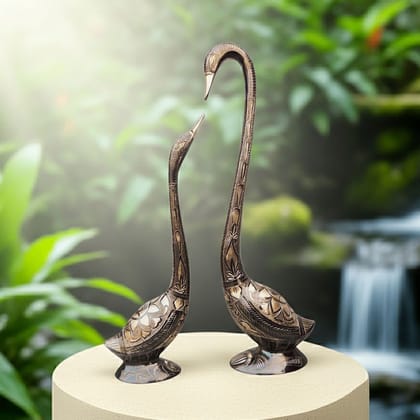 Brass Swan Saras Decorative Showpiece for Interior Styling, Height : 17.8 Inch (ANMAS220 B)