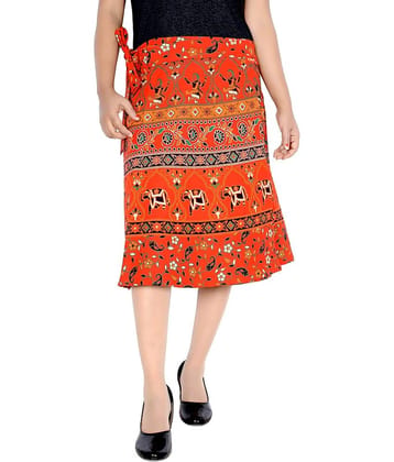 Sttoffa Cotton Wrap Skirt - Orange