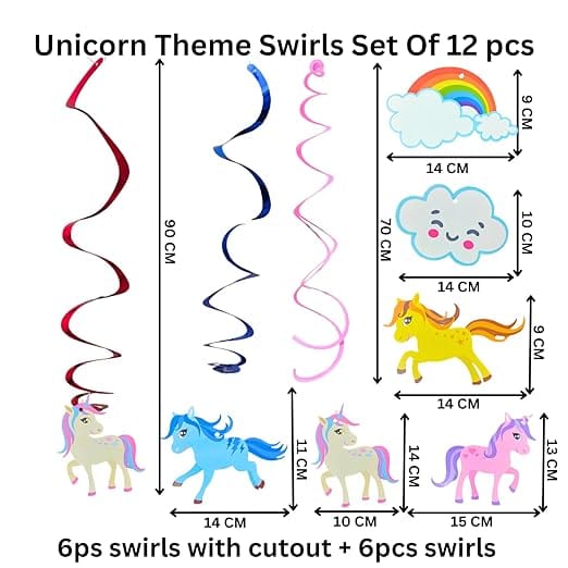 Unicorn Theme Swirl Decoration - 12PC