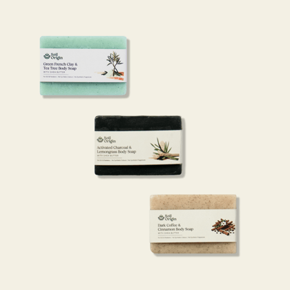 Handmade Body Soap Combo  - Green French Clay, Charcoal Lemongrass, Coffee Cinnamon