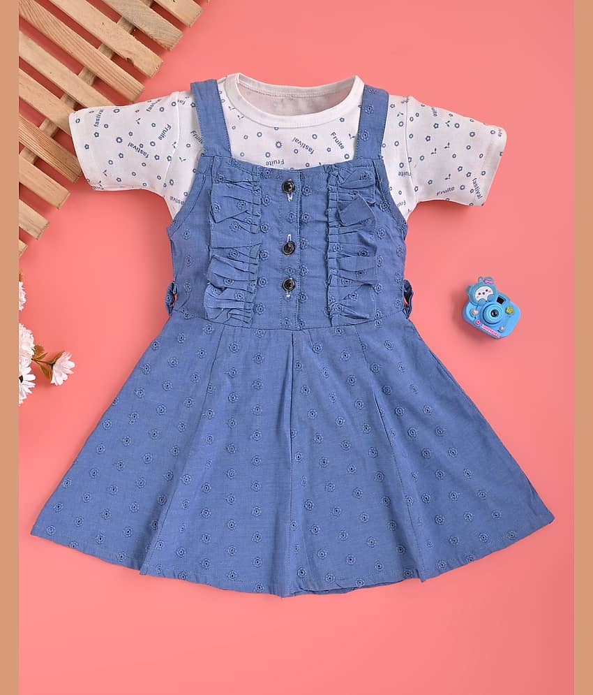 SM glob Girls Denim Dungarees ( Pack of 1 , Blue )