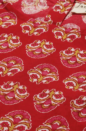 Red Cotton Floral Print Regular Top Red Cotton Floral Print Regular Top