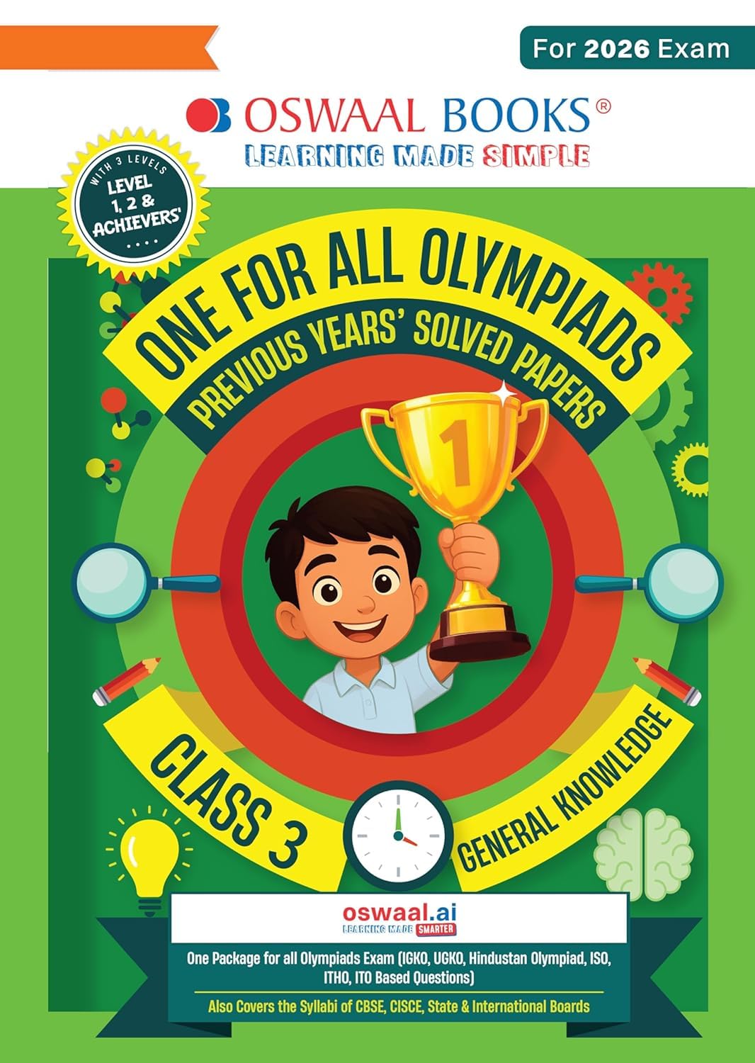 Oswaal One for all Olympiads Previous Year Paper Solved paper General Knowledge GK Class 3 Exam 2025 [Paperback] [Oct 30, 2024] Oswaal