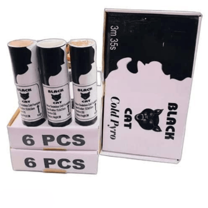 SPARKWORLD Black Cat Cold Pyro Low-Fog Party Refill (Pack of 6) 3 m Height 35 s Duration, Indoor/Outdoor Safe Special Effects