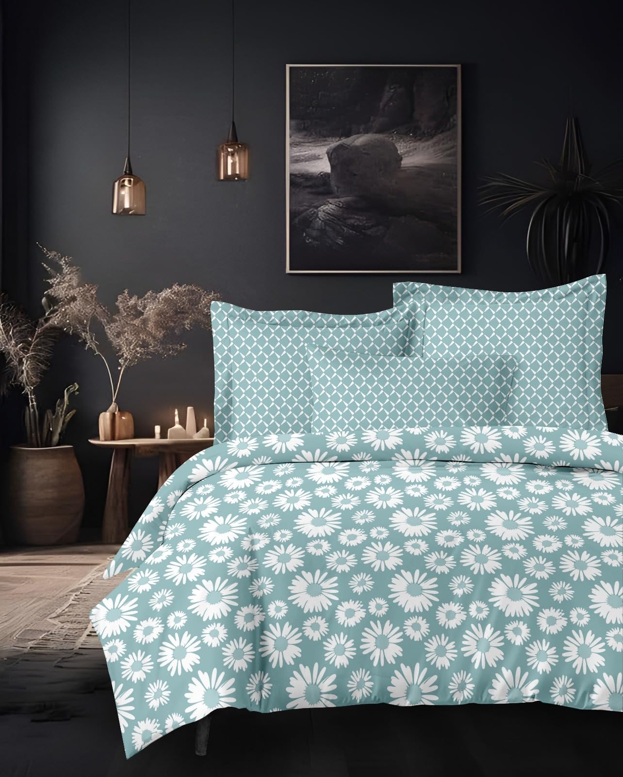 Alangrahaa 300 TC Mercerized Cotton Flat Bedsheet for Double Bed, King Size Bed Sheet,1 Flat Sheet (108"x108") & 2 Pillow Covers (18"x28") Bedding Set