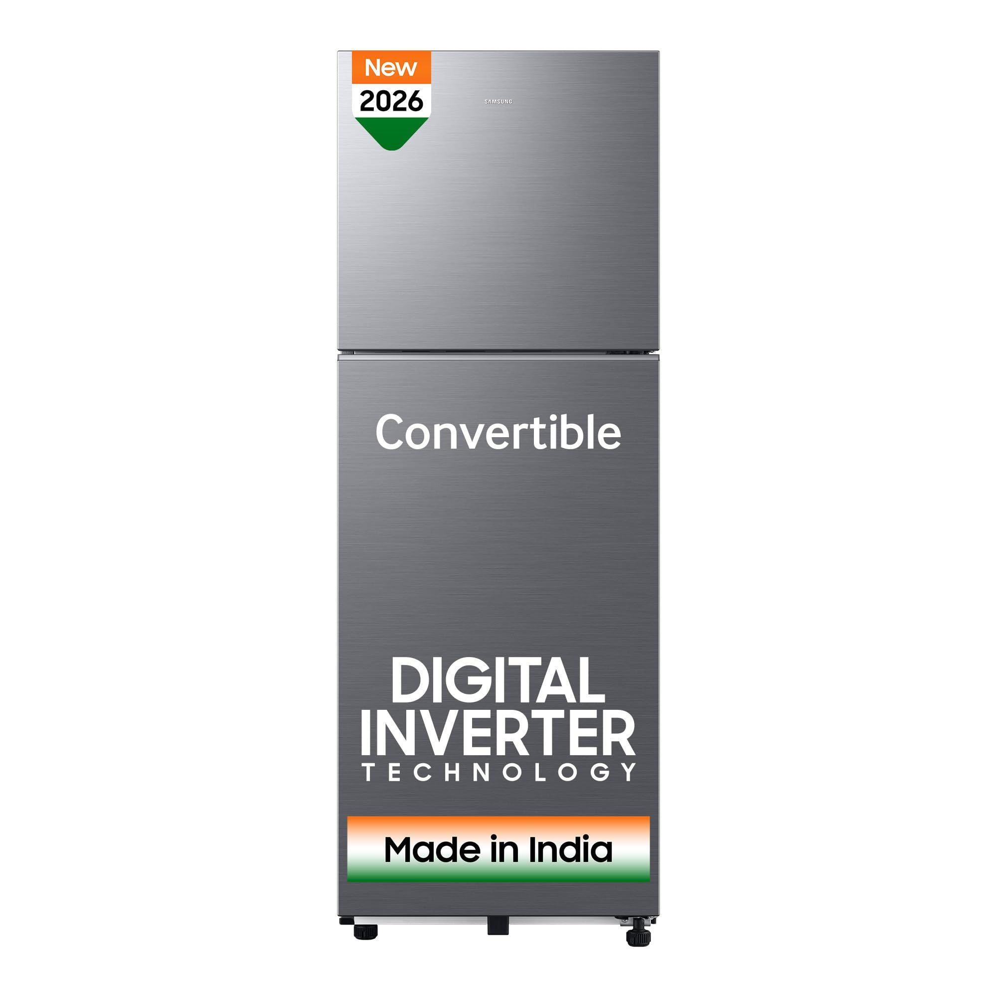 Samsung 236 L, 3 Star, Convertible, Digital Inverter Frost Free Double Door Refrigerator (RT40H28U3THL, Silver, Refined Inox, 2026 Model) Samsung 236 L, 3 Star, Convertible, Digital Inverter Frost Free Double Door Refrigerator (RT40H28U3THL, Silver, Refi