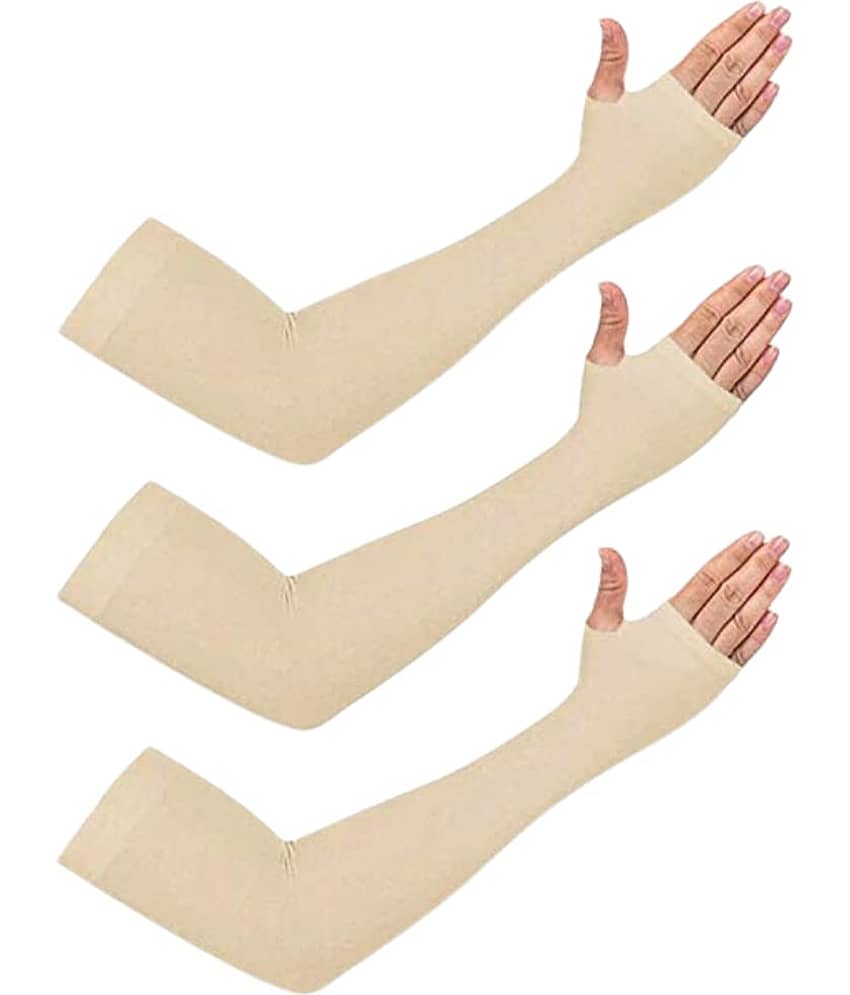 Mahek Accessories - Cream Self Design Riding Sleeves ( Set of 3 )