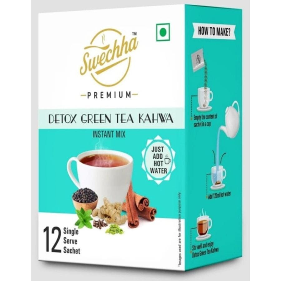 Swechha Kahwa Detox Green Tea Pack of 01 - 36 gm - 01 pack contains 12 pouches
