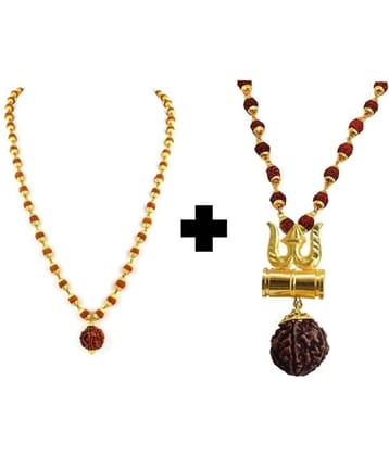 Rudraksha Mala with Rudraksha Pendant - Gold Plated (Pack of 1)