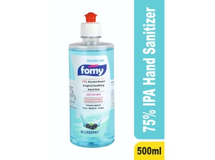 Intercorp Fomy 75% Isopropyl Alcohol-based Hand Rub Sanitizer and Disinfectant - 500ml (Blueberry)