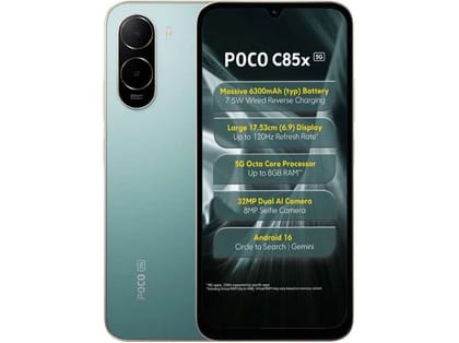 Poco C85X 5G Smartphone, 4GB RAM, 128GB Storage - Emerald Green