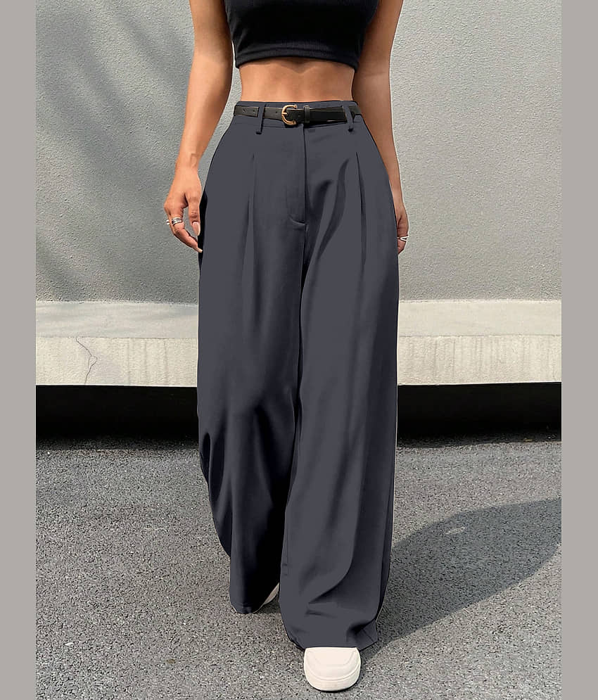 Aahwan Women Polyester Formal Trousers ( Silver )