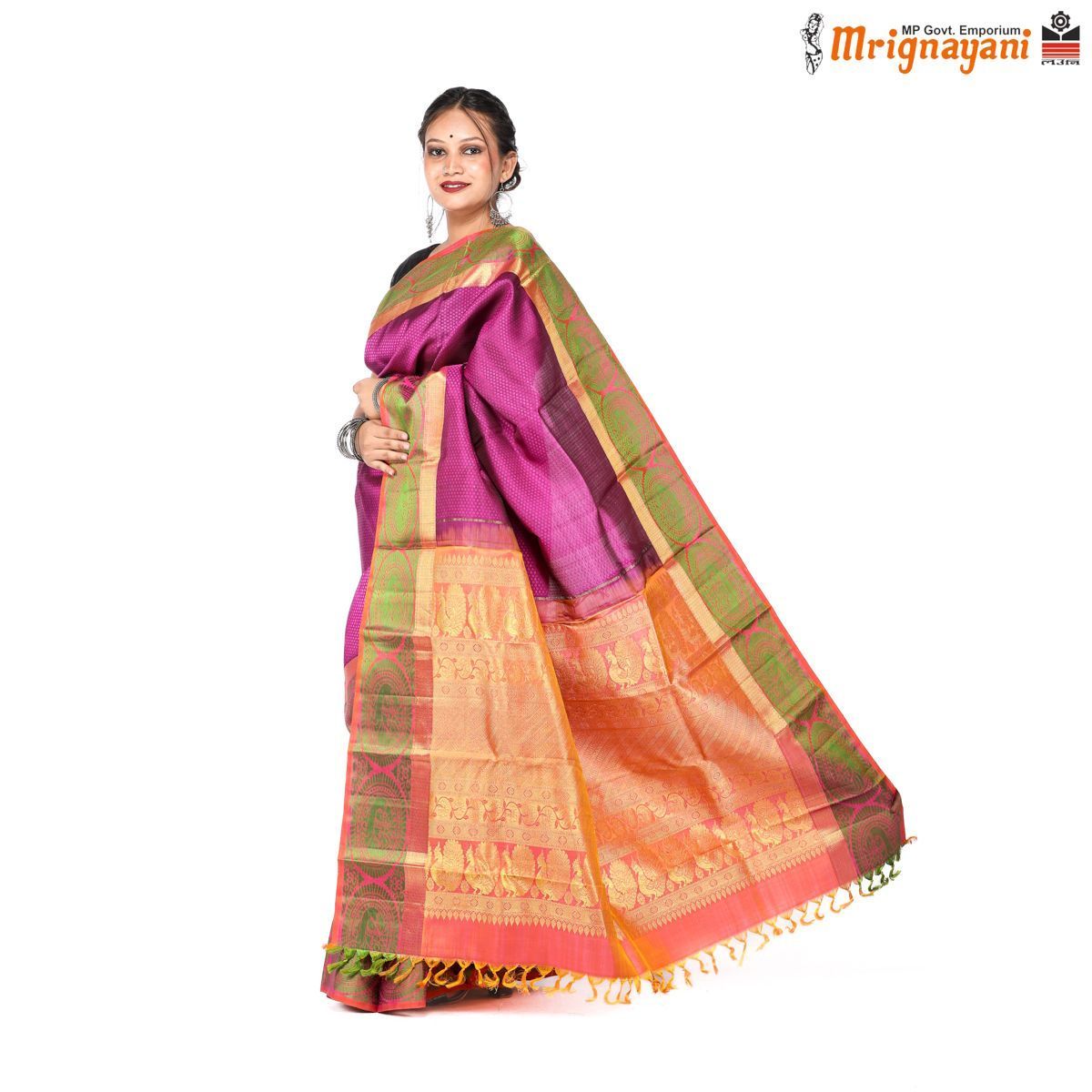 HANDLOOM KANCHIPURAM SILK SAREE WITH BLOUSE (SKU - 3N0107080422, SAREE-1104)