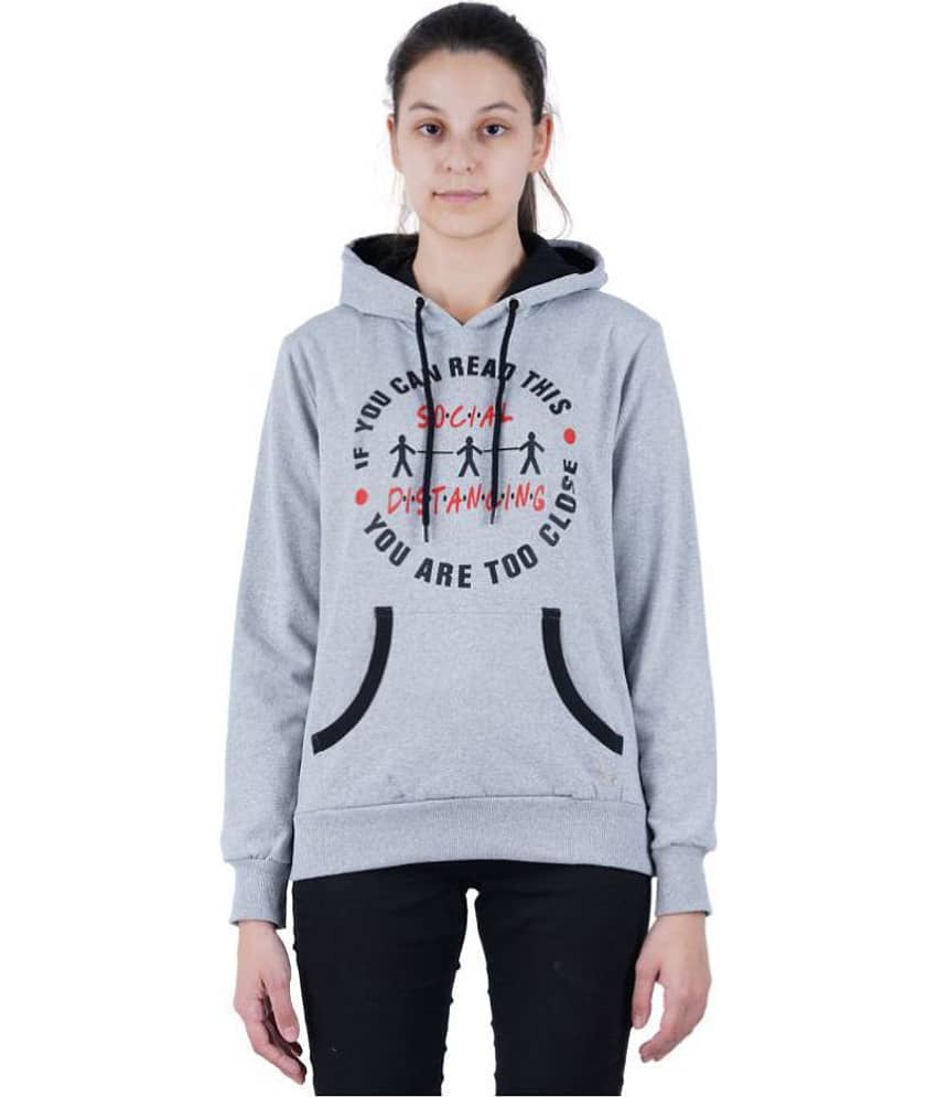 Zebu Cotton - Fleece Grey Hooded Sweatshirt