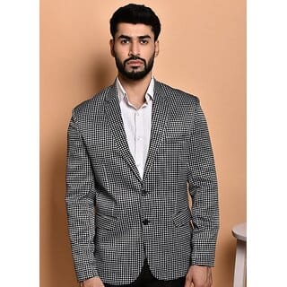 PrintCultr Men Printed Single Breasted Casual Blazer (Black)