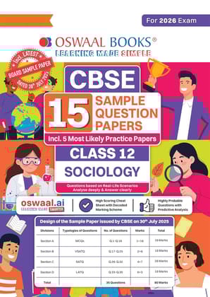 OSWAAL CBSE 15 SAMPLE QUESTION PAPER SOCIOLOGY CLASS 12 FOR 2026 EXAMS [Paperback] [Oct 30, 2024] Arihant